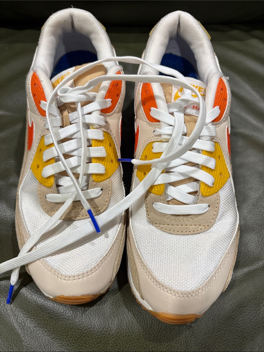 Nike White Cream Sneakers with Orange and Yellow Accents